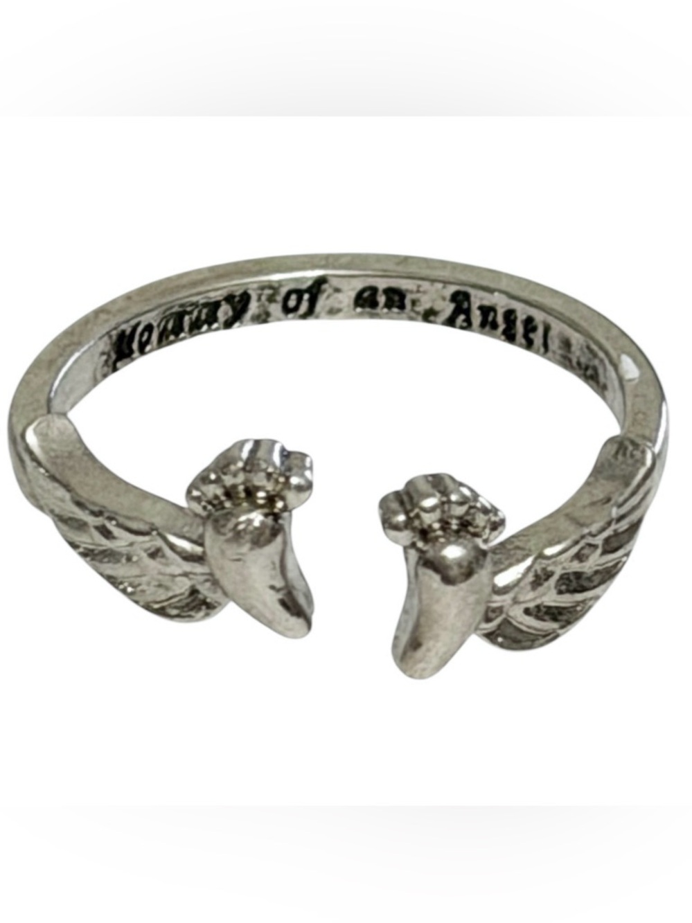 Ring OS Angel Wing Pregnancy Loss Silver Hypoallergenic “no green fingers”